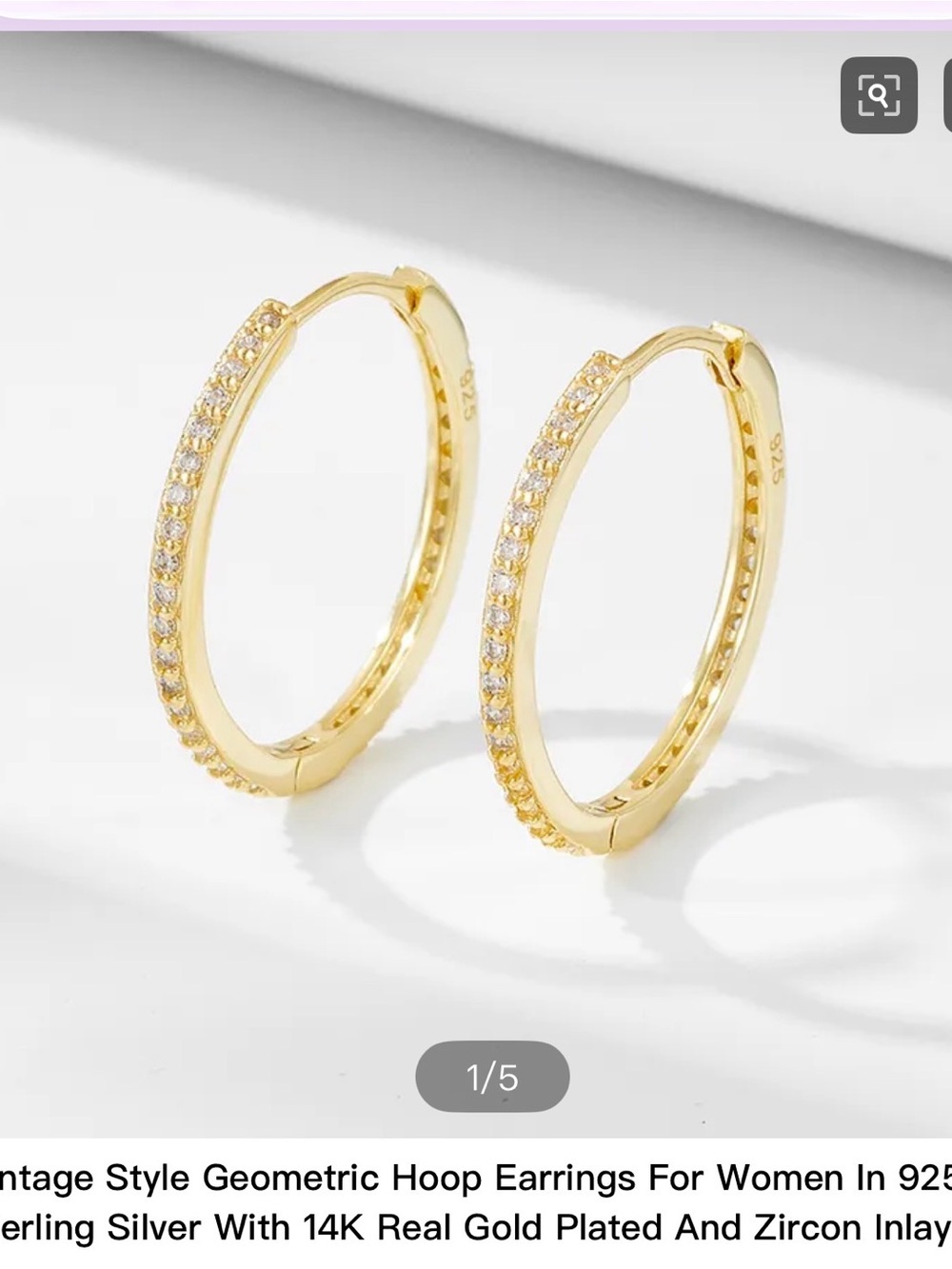 14K Gold-Plated Zircon Pave Hoop Earrings - Gold